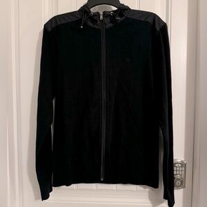 Great Michael Kors men's size M black full zip hooded sweater NWT